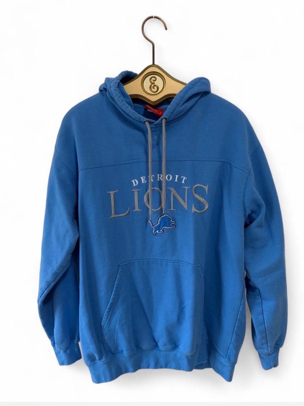 RARE 90’s NFL Detroit Lions Blue Crewneck Hoodie with Embroidered Logo